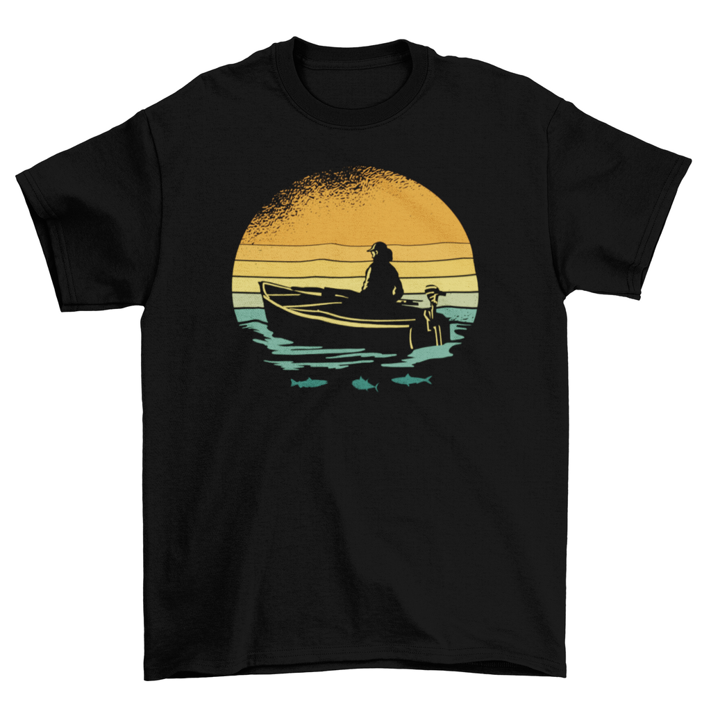 Retro sunset boat t-shirt