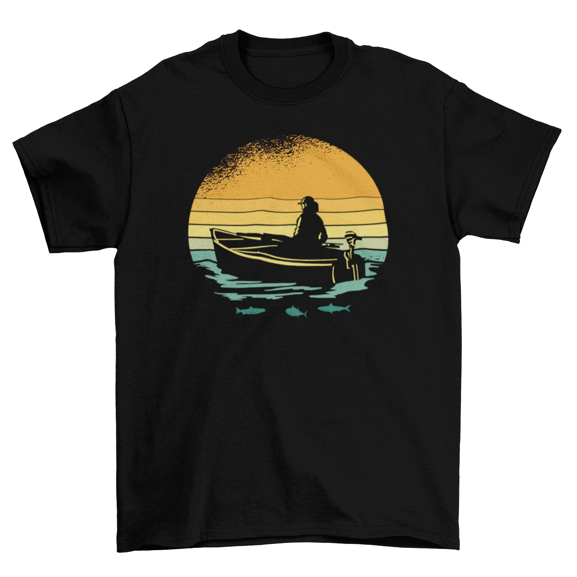 Retro sunset boat t-shirt