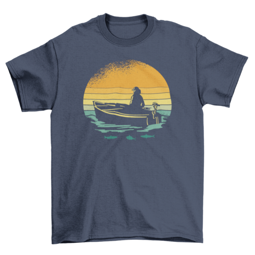 Retro sunset boat t-shirt