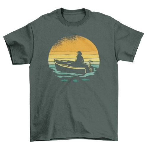 Retro sunset boat t-shirt