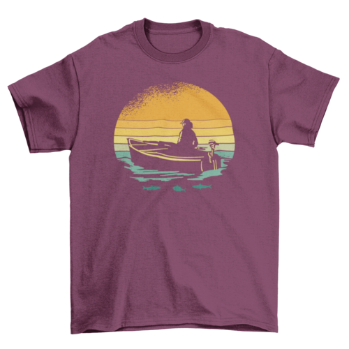 Retro sunset boat t-shirt