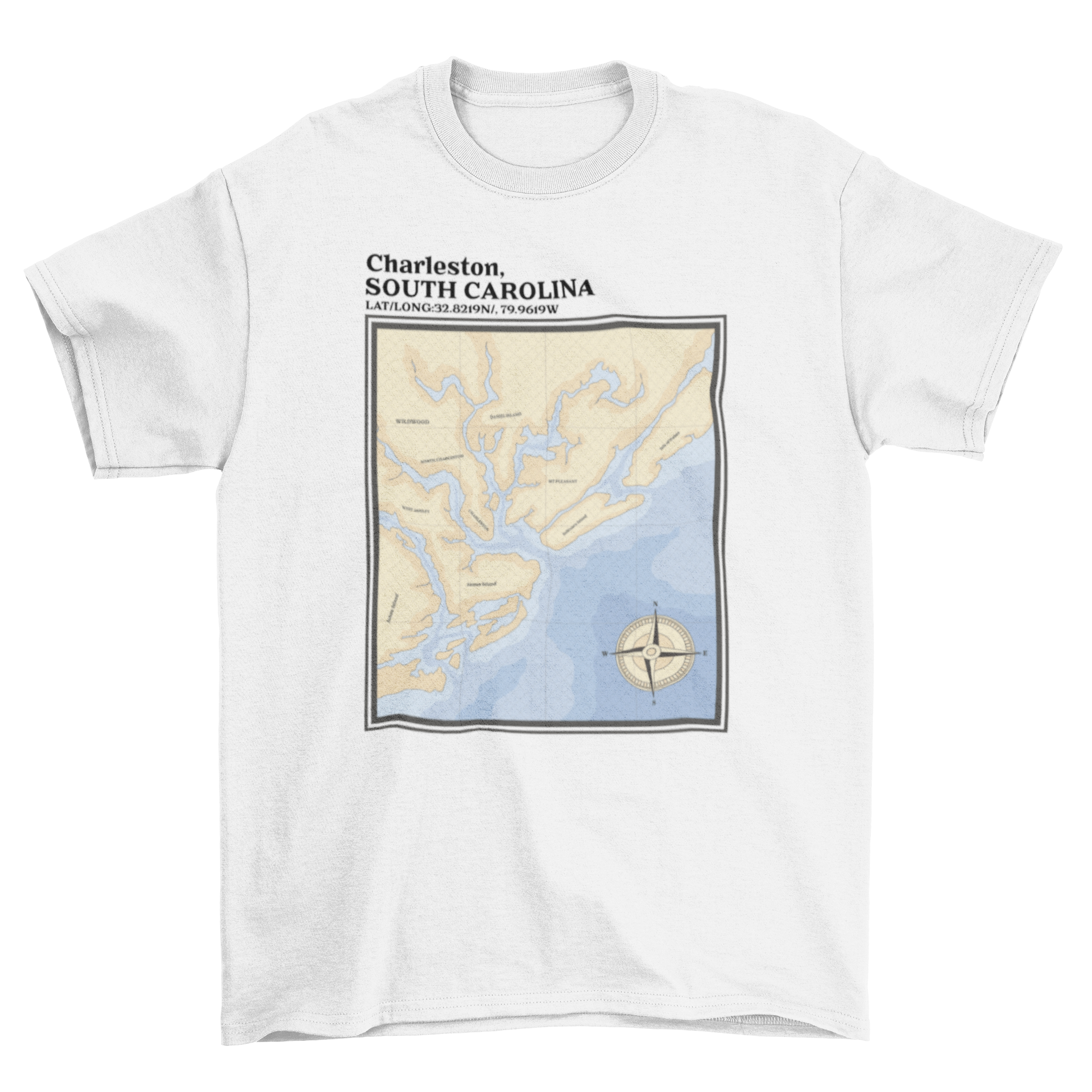 Charleston South Carolina nautic map t-shirt