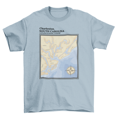Charleston South Carolina nautic map t-shirt