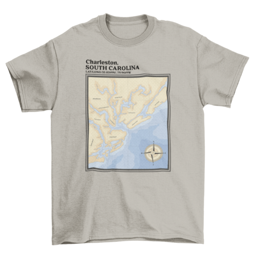 Charleston South Carolina nautic map t-shirt