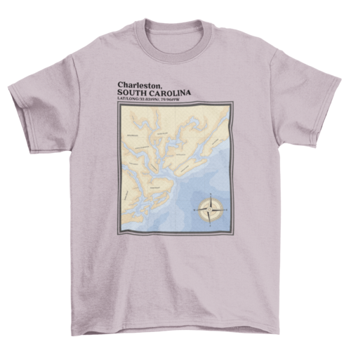 Charleston South Carolina nautic map t-shirt