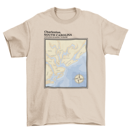 Charleston South Carolina nautic map t-shirt